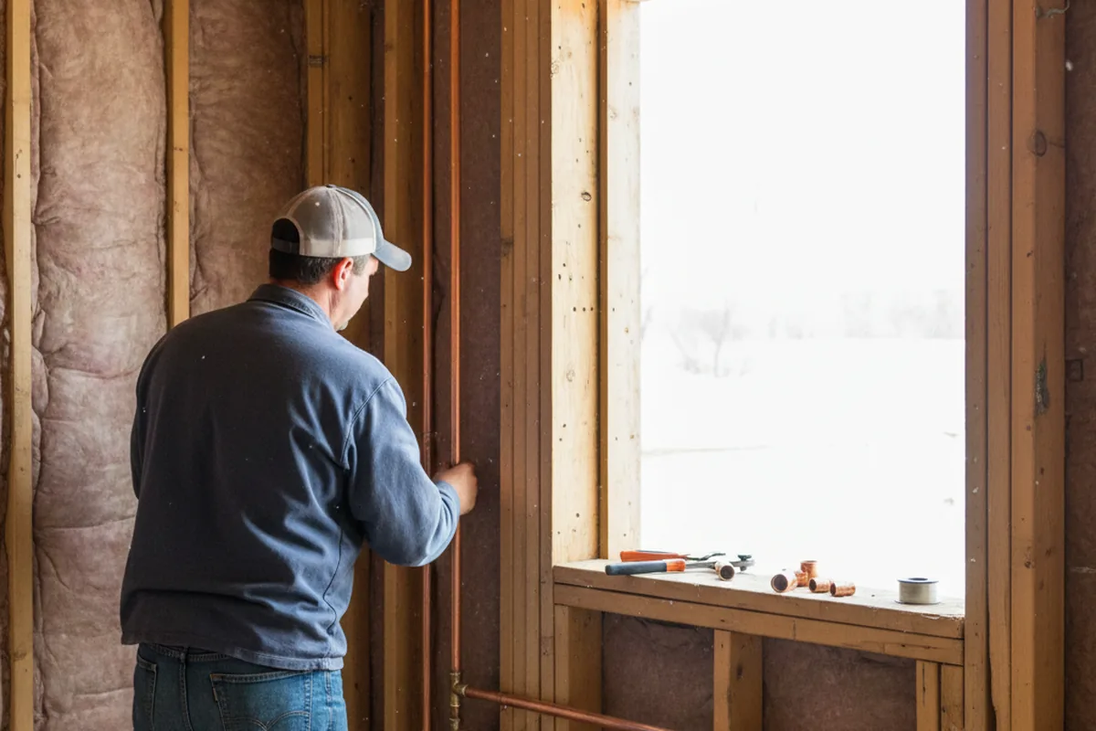 Licensed plumber running new copper supply lines in a Rockford home