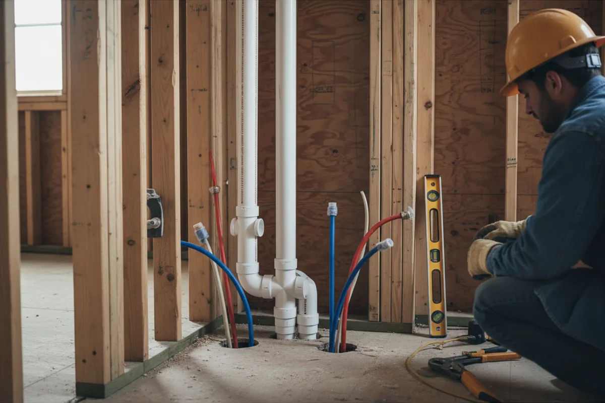 Drain and supply rough-in during Drain Cleaning in Rockford